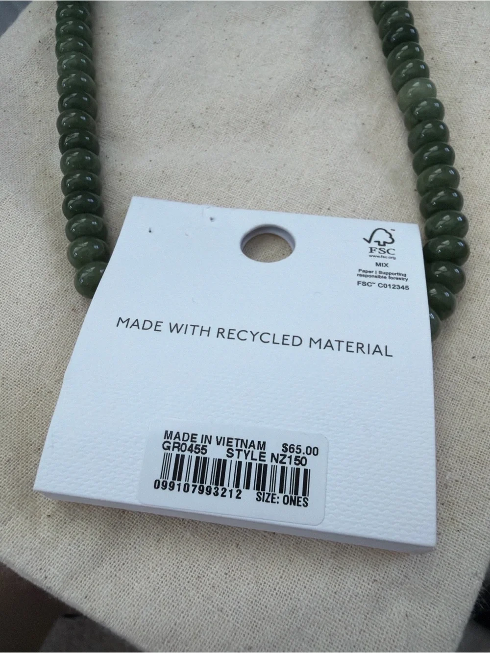 Madewell Semi Precious Stone Beaded Necklace Green Gold Tassel NZ150 NWT - Picture 6 of 6